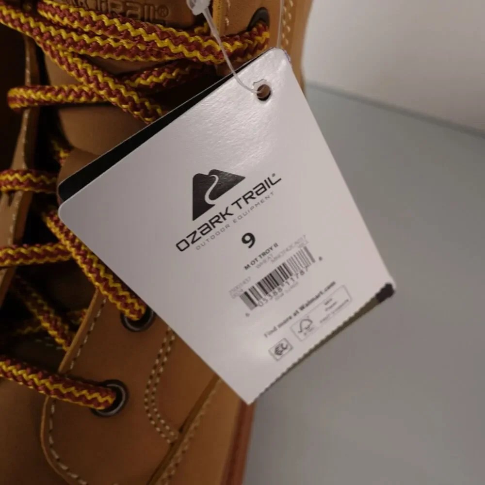Ozark Trail Mens Troy II Hiking Boots Rugged Outsole Foam Footbed Wheat Size 9